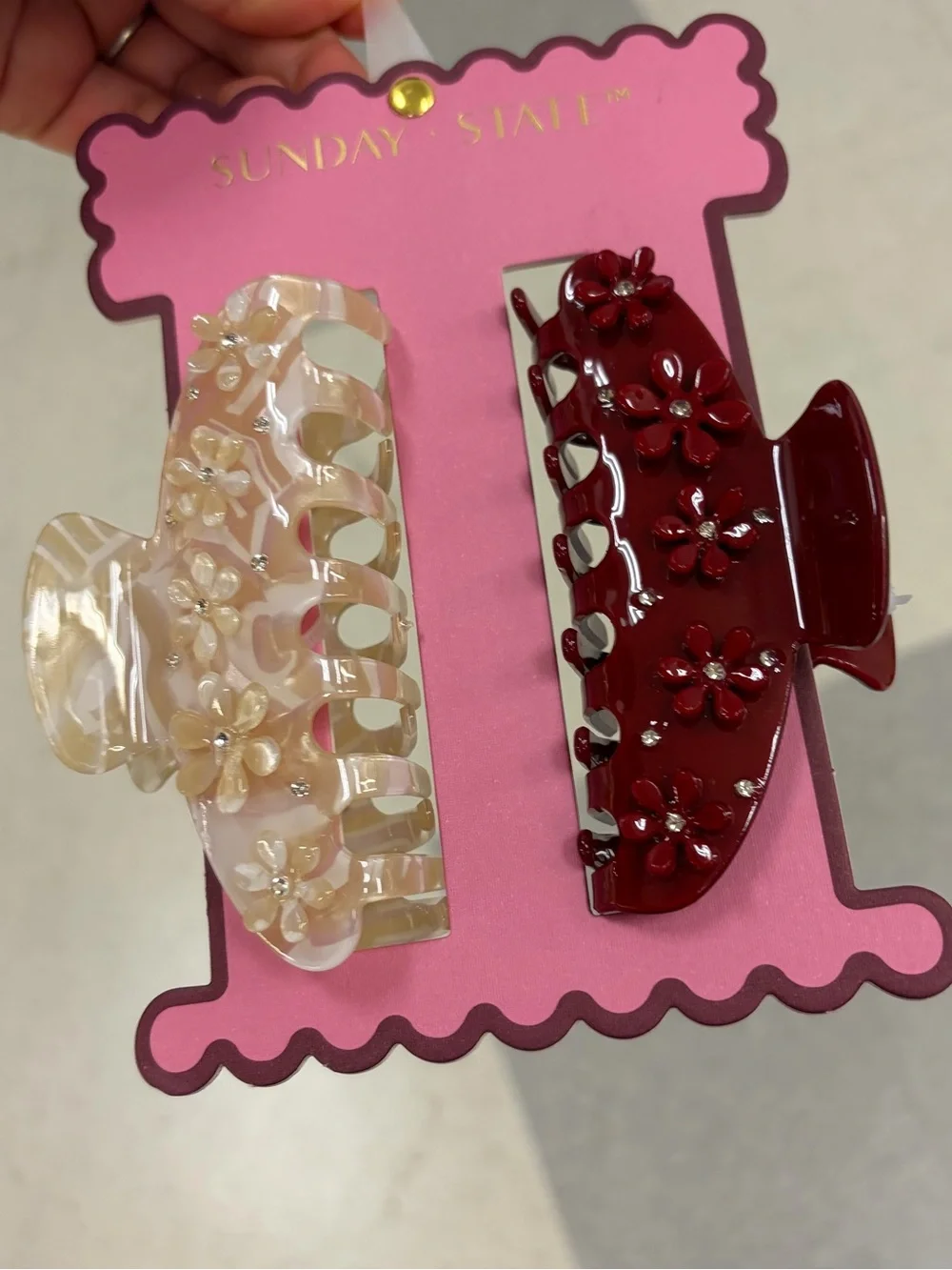NWT ⚜️🌺⚜️ Sunday State Floral Hair Claw Clip Set of 2